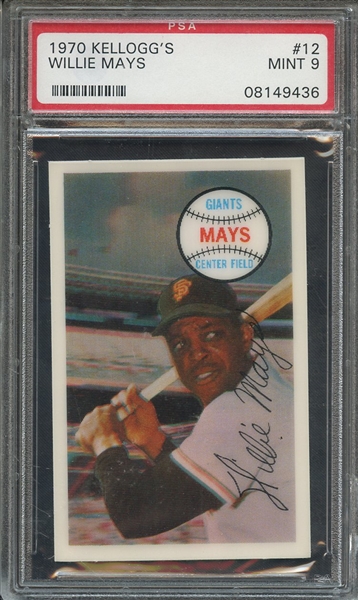 1970 KELLOGGS 12 WILLIE MAYS  PSA MINT 9
