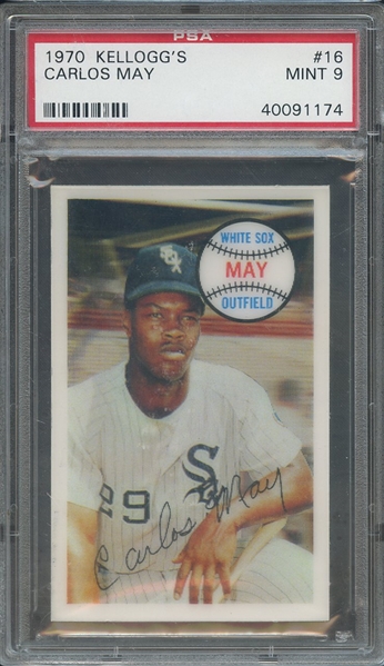 1970 KELLOGGS 16 CARLOS MAY  PSA MINT 9