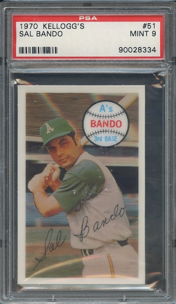 1970 KELLOGGS 51 SAL BANDO  PSA MINT 9