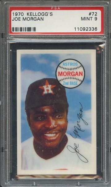 1970 KELLOGGS 72 JOE MORGAN  PSA MINT 9