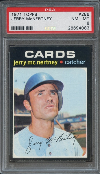 1971 TOPPS 286 JERRY McNERTNEY  PSA NM-MT 8