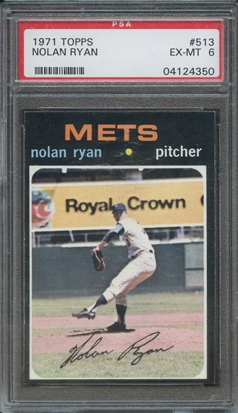 1971 TOPPS 513 NOLAN RYAN  PSA EX-MT 6