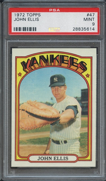 1972 TOPPS 47 JOHN ELLIS  PSA MINT 9