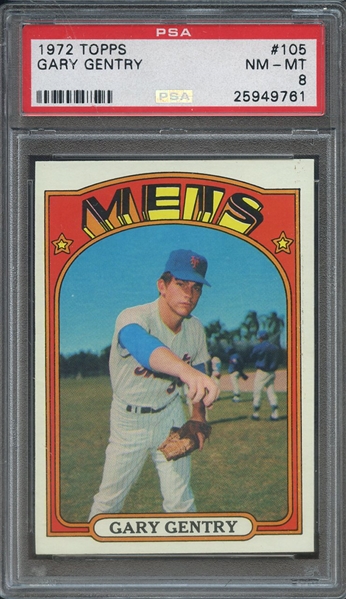 1972 TOPPS 105 GARY GENTRY  PSA NM-MT 8