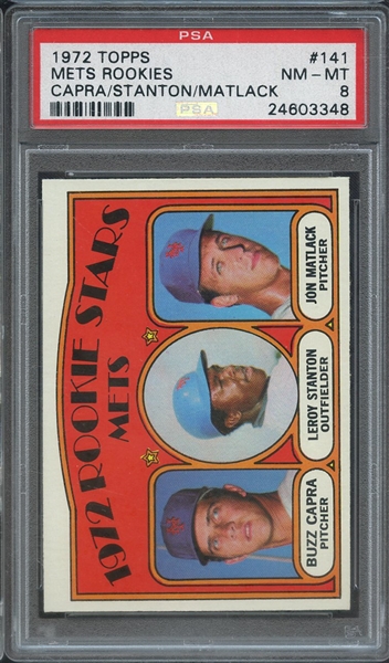 1972 TOPPS 141 METS ROOKIES CAPRA/STANTON/MATLACK PSA NM-MT 8