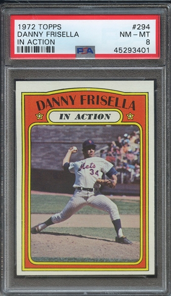 1972 TOPPS 294 DANNY FRISELLA IN ACTION PSA NM-MT 8