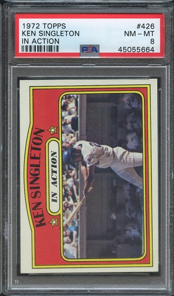 1972 TOPPS 426 KEN SINGLETON IN ACTION PSA NM-MT 8