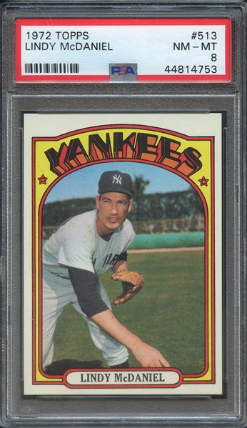 1972 TOPPS 513 LINDY McDANIEL  PSA NM-MT 8