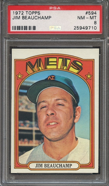 1972 TOPPS 594 JIM BEAUCHAMP  PSA NM-MT 8