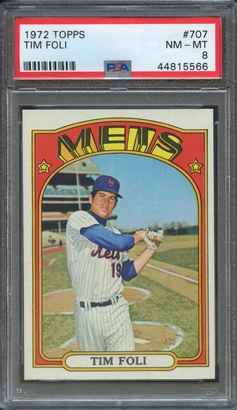 1972 TOPPS 707 TIM FOLI  PSA NM-MT 8