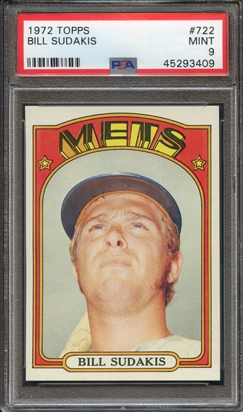 1972 TOPPS 722 BILL SUDAKIS  PSA MINT 9