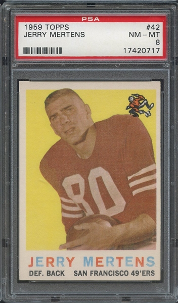 1959 TOPPS 42 JERRY MERTENS  PSA NM-MT 8