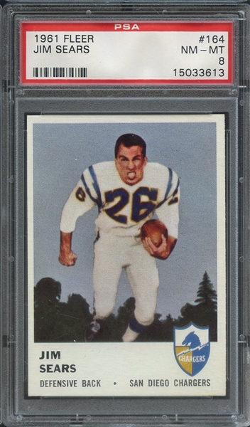 1961 FLEER 164 JIM SEARS  PSA NM-MT 8