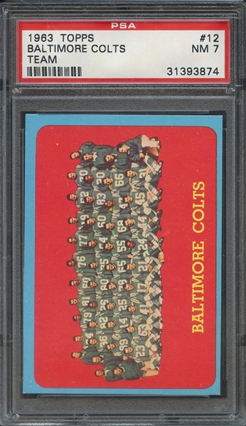 1963 TOPPS 12 BALTIMORE COLTS TEAM PSA NM 7