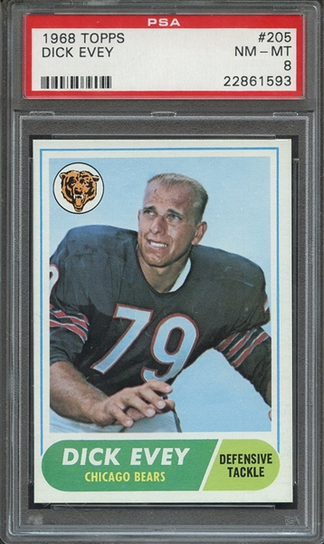 1968 TOPPS 205 DICK EVEY  PSA NM-MT 8