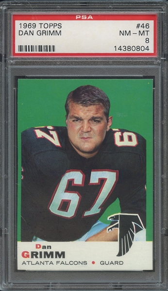 1969 TOPPS 46 DAN GRIMM  PSA NM-MT 8