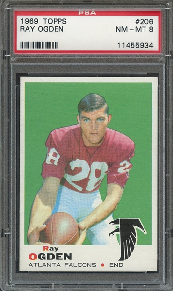 1969 TOPPS 206 RAY OGDEN  PSA NM-MT 8
