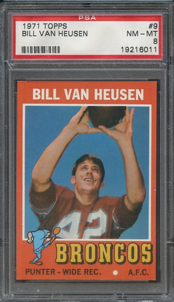 1971 TOPPS 9 BILL VAN HEUSEN  PSA NM-MT 8
