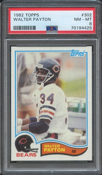 1982 TOPPS 302 WALTER PAYTON  PSA NM-MT 8