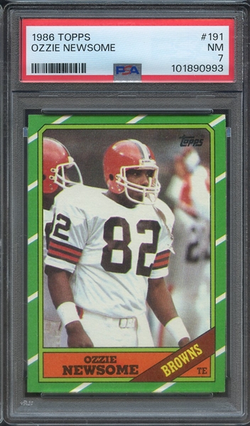 1986 TOPPS 191 OZZIE NEWSOME  PSA NM 7