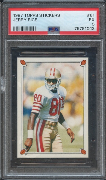 1987 TOPPS STICKERS 61 JERRY RICE  PSA EX 5