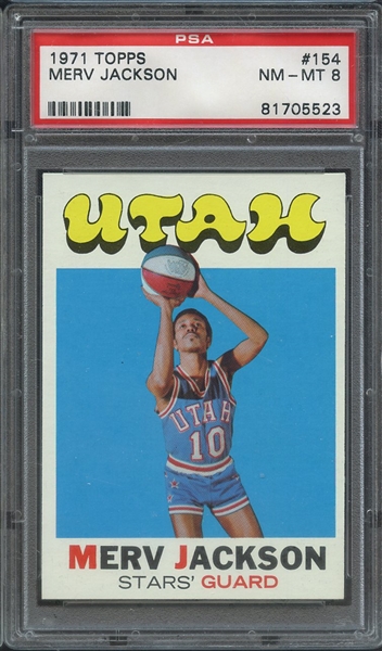 1971 TOPPS 154 MERV JACKSON  PSA NM-MT 8