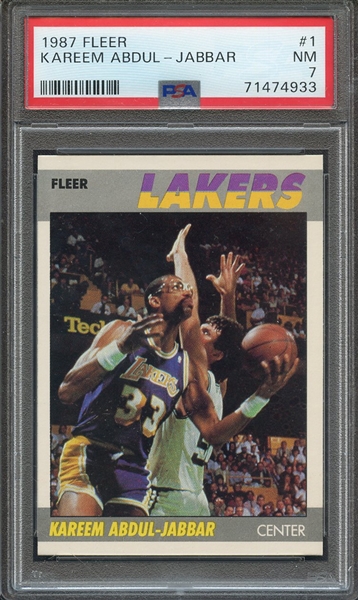 1987 FLEER 1 KAREEM ABDUL-JABBAR  PSA NM 7