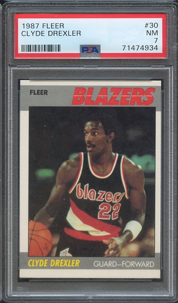 1987 FLEER 30 CLYDE DREXLER  PSA NM 7