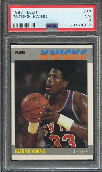 1987 FLEER 37 PATRICK EWING  PSA NM 7
