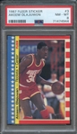 1987 FLEER STICKER 3 AKEEM OLAJUWON  PSA NM-MT 8