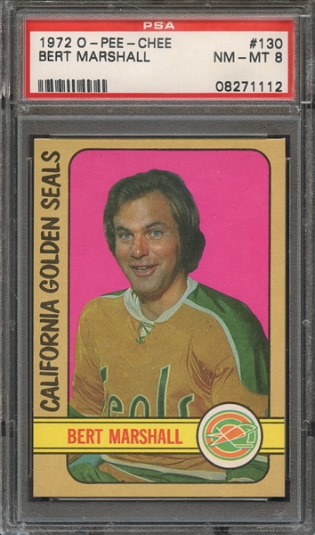 1972 O-PEE-CHEE 130 BERT MARSHALL  PSA NM-MT 8