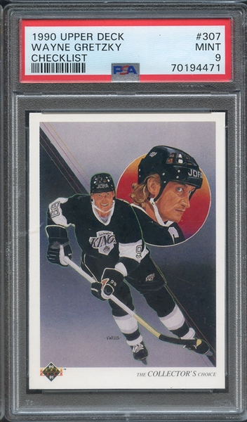1990 UPPER DECK 307 WAYNE GRETZKY CHECKLIST PSA MINT 9