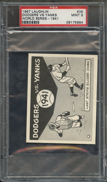 1967 LAUGHLIN WORLD SERIES 38 DODGERS VS YANKS WORLD SERIES-1941 PSA MINT 9