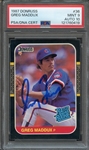 1987 DONRUSS 36 SIGNED GREG MADDUX PSA MINT 9 PSA/DNA AUTO 10