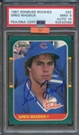 1987 DONRUSS ROOKIES 52 SIGNED GREG MADDUX PSA MINT 9 PSA/DNA AUTO 10 MBA BRONZE