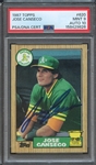 1987 TOPPS 620 SIGNED JOSE CANSECO PSA MINT 9 PSA/DNA AUTO 10