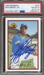 1989 BOWMAN 220 SIGNED KEN GRIFFEY JR PSA NM-MT 8 PSA/DNA AUTO 10