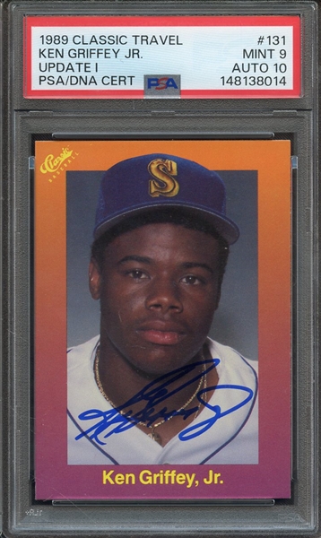 1989 CLASSIC TRAVEL UPDATE I 131 SIGNED KEN GRIFFEY JR PSA MINT 9 PSA/DNA AUTO 10