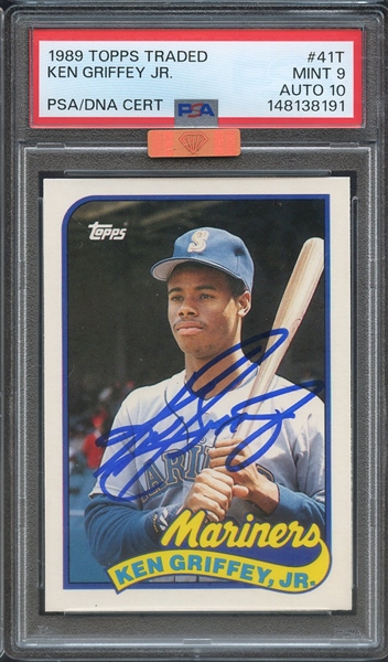 1989 TOPPS TRADED 41T SIGNED KEN GRIFFEY JR PSA MINT 9 PSA/DNA AUTO 10 MBA BRONZE