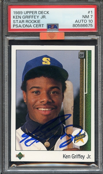 1989 UPPER DECK 1 SIGNED KEN GRIFFEY JR PSA NM 7 PSA/DNA AUTO 10 MBA BRONZE