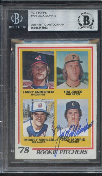 1978 TOPPS 703 SIGNED JACK MORRIS BAS AUTHENTIC