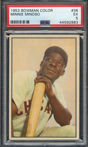 1953 BOWMAN COLOR 36 MINNIE MINOSO PSA EX 5