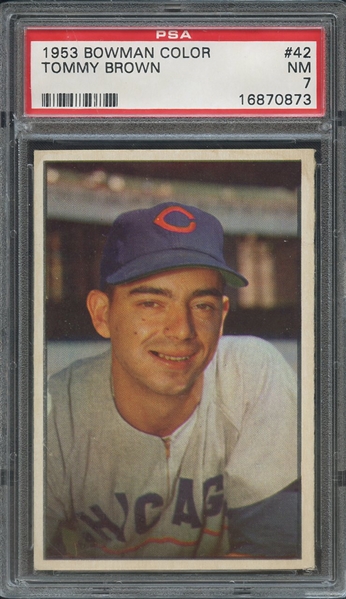 1953 BOWMAN COLOR 42 TOMMY BROWN PSA NM 7