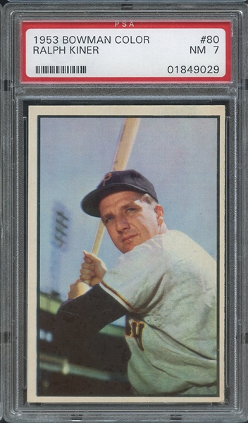 1953 BOWMAN COLOR 80 RALPH KINER PSA NM 7