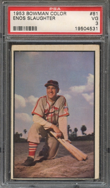 1953 BOWMAN COLOR 81 ENOS SLAUGHTER PSA VG 3