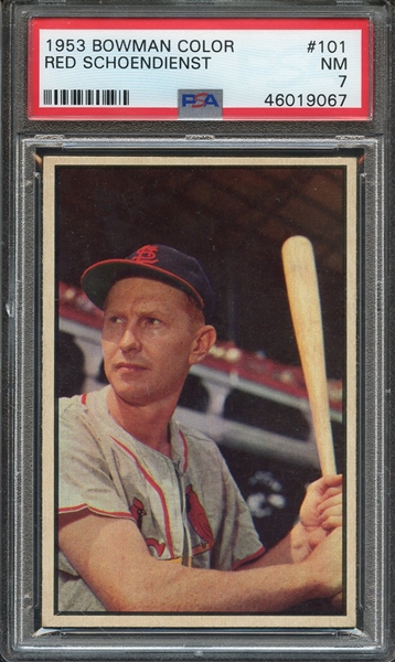 1953 BOWMAN COLOR 101 RED SCHOENDIENST PSA NM 7