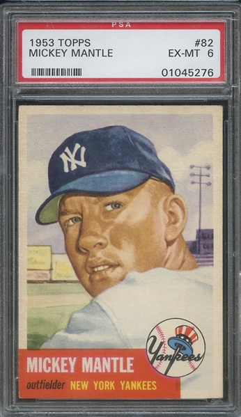 1953 TOPPS 82 MICKEY MANTLE PSA EX-MT 6