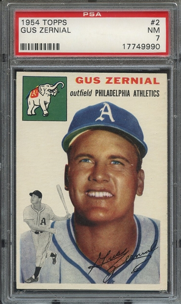 1954 TOPPS 2 GUS ZERNIAL PSA NM 7