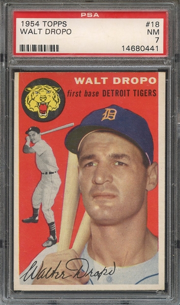 1954 TOPPS 18 WALT DROPO PSA NM 7