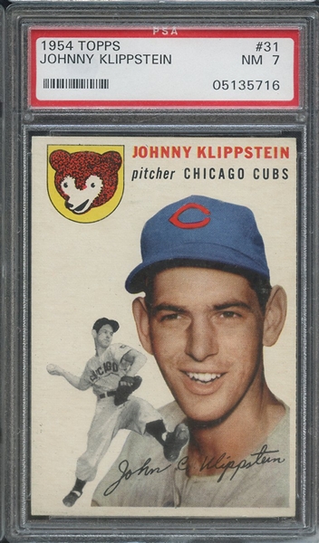 1954 TOPPS 31 JOHNNY KLIPPSTEIN PSA NM 7